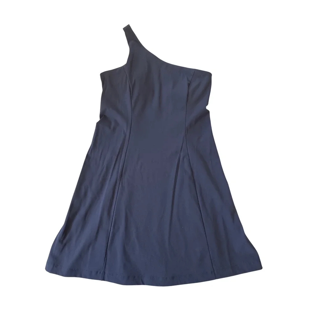 Outdoor Voices One Shoulder Dress Navy Blue Nylon Spandex Mini Sporty Small S